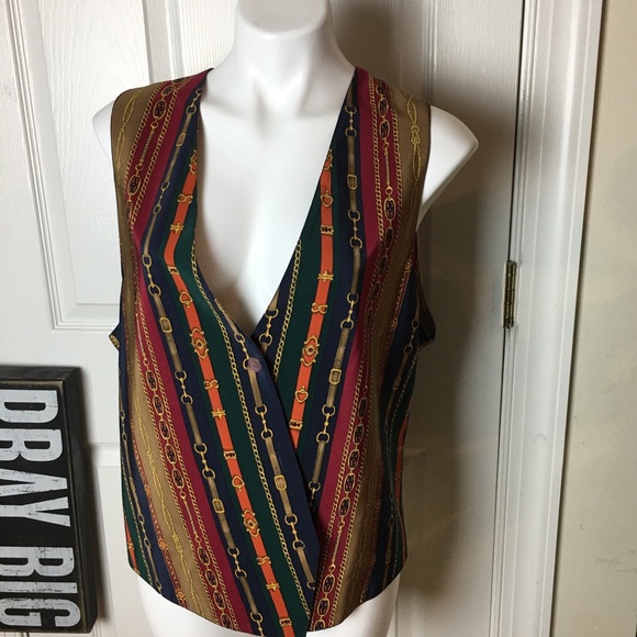 TALBOTS 100% Silk vest vintage style Size L - Picture 2 of 7